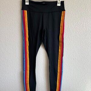 Black Leggings with Rainbow Stripe